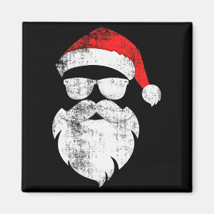 Funny Hipster Santa Face With Hat Beard & Gles Magnet