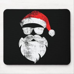Funny Hipster Santa Face With Hat Beard & Gles Mouse Mat