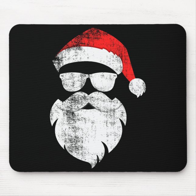 Funny Hipster Santa Face With Hat Beard &amp; Gles Mouse Mat (Front)
