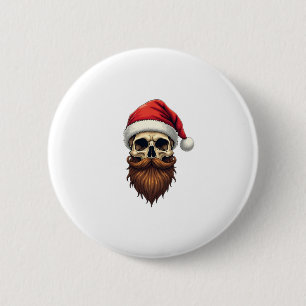 Funny Hipster Santa Skull Face With Hat Beard Chri 6 Cm Round Badge