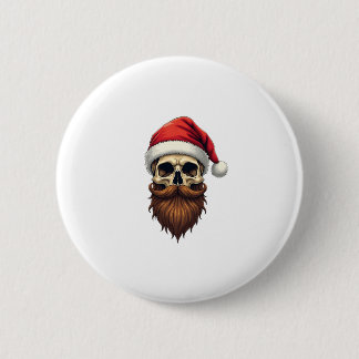 Funny Hipster Santa Skull Face With Hat Beard Chri 6 Cm Round Badge