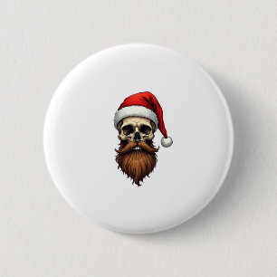 Funny Hipster Santa Skull Face With Hat Beard Chri 6 Cm Round Badge