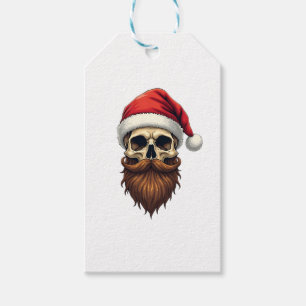 Funny Hipster Santa Skull Face With Hat Beard Chri Gift Tags