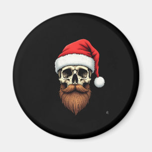 Funny Hipster Santa Skull Face With Hat Beard Chri Magnet