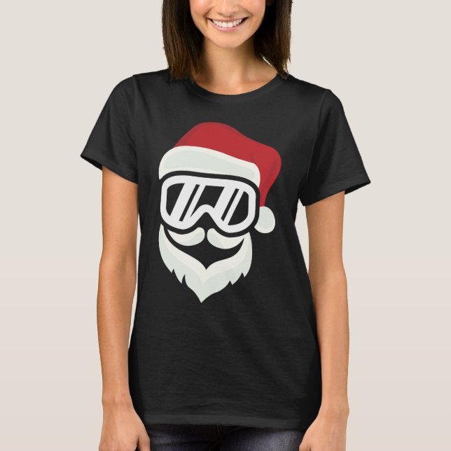 Funny Hipster Santa with Ski Goggles Snowboard Gif T-Shirt (Front)
