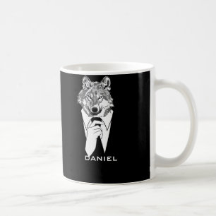 Funny Hipster Wolf with Black Tuxedo Personalised Coffee Mug