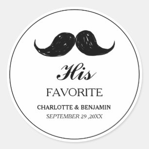 Funny His Favourite Wedding  Favour Classic Round Sticker