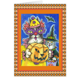 FUNNY HISS N' FITZ HALLOWEEN CATS GREETING CARD V