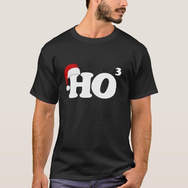 Funny HO Cubed Christmas Santa Hat Holiday Math De T-Shirt (Front)
