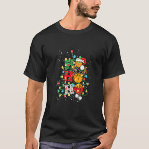 Funny Ho Ho Ho Basketball Christmas Lights T-Shirt
