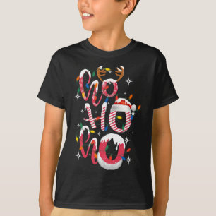 Funny Ho-Ho-Ho Candy Christmas Lights Santa Hat Gi T-Shirt