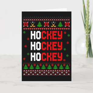 Funny Ho Ho Ho Hockey Ugly Christmas Sweaters Card