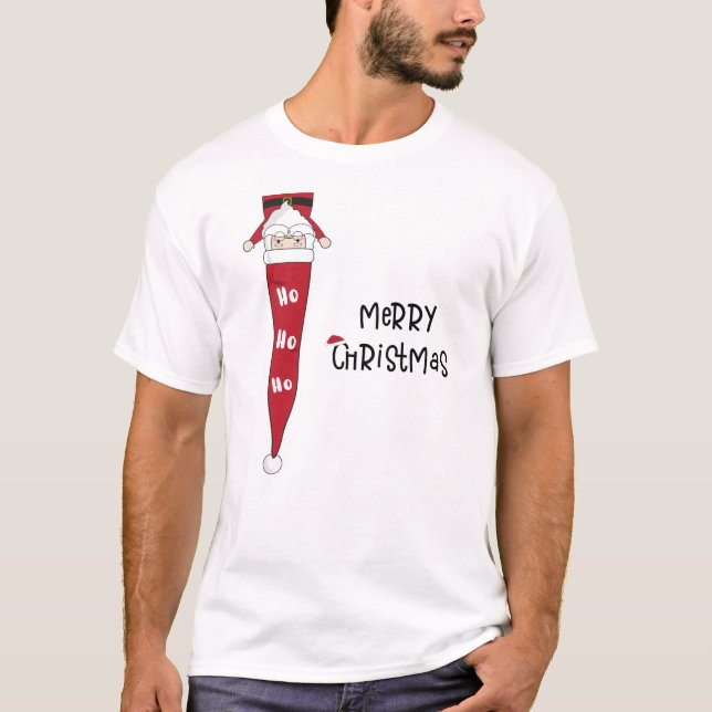 Funny Ho Ho Ho Merry Christmas Santa Claus T-Shirt (Front)