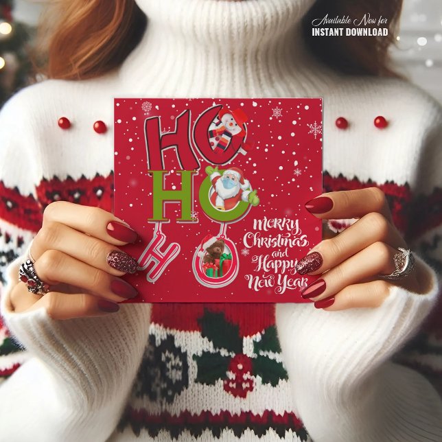 Funny HO HO HO Retro Christmas Party Cards (Creator Uploaded)
