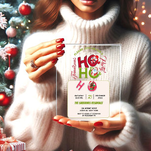 Funny HO HO HO Retro Christmas Party Dinner Acrylic Invitations