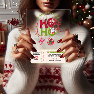 Funny HO HO HO Retro Christmas Party Friendsmas Acrylic Invitations