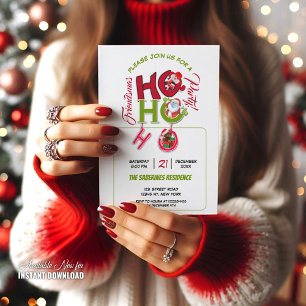 Funny HO HO HO Retro Christmas Party Friendsmas  Invitation