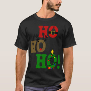 Funny Ho Ho Ho Santa Belly Reindeer Christmas Tree T-Shirt