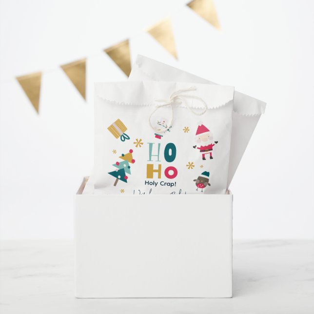 Funny 'Ho Ho Holy Crap' Christmas Baby Shower Favour Bags (Party)