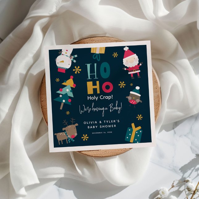 Funny 'Ho Ho Holy Crap' Christmas Baby Shower Napkin (Creator Uploaded)