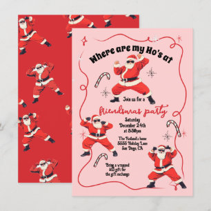 Funny Ho Ho Ho's Friendsmas Adult Christmas Party Invitation