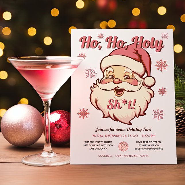 Funny Ho Ho Retro Santa Christmas Party Holiday Card (Creator Uploaded)