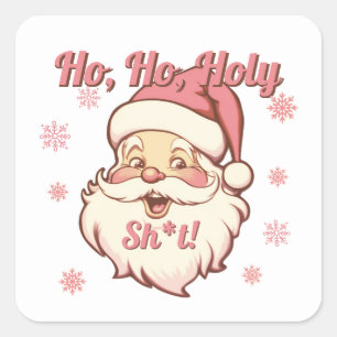 Funny Ho Ho Retro Santa Christmas Party Square Sticker