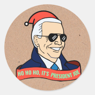 Funny Ho It's President Joe Biden Santa Christmas Classic Round Sticker