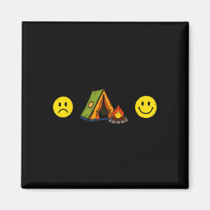 Funny hobby sad face + camping = happy face mood magnet