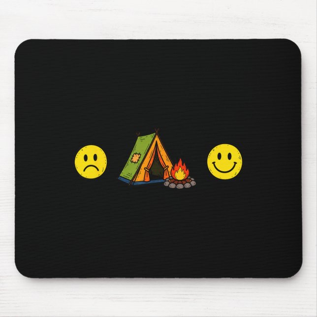 Funny hobby sad face + camping = happy face mood mouse mat (Front)