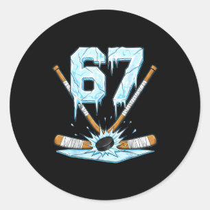 Funny Hockey 67 Meme 6-7 Six Seven Gen Alpha Ice H Classic Round Sticker