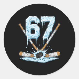 Funny Hockey 67 Meme 6-7 Six Seven Gen Alpha Ice H Classic Round Sticker