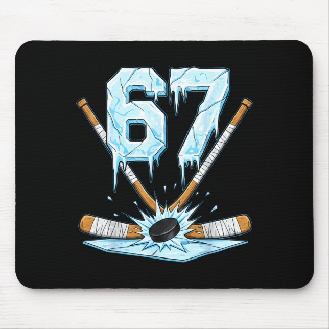 Funny Hockey 67 Meme 6-7 Six Seven Gen Alpha Ice H Mouse Mat (Front)