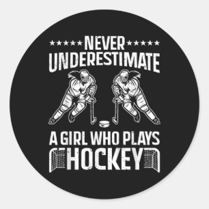 Funny Hockey Art For Girls Women Field Hockey Play Classic Round Sticker
