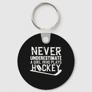 Funny Hockey Art For Girls Women Field Hockey Play Key Ring