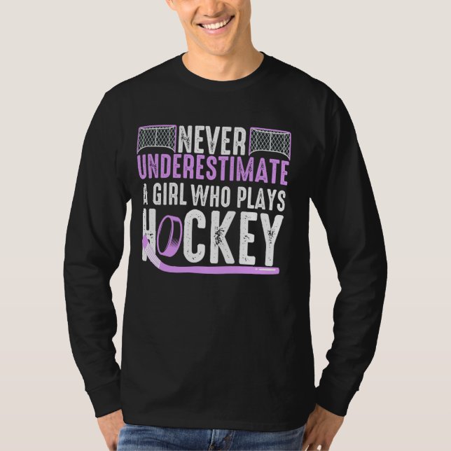 Funny Hockey Art For Girls Women Field Hockey Play T-Shirt (Front)