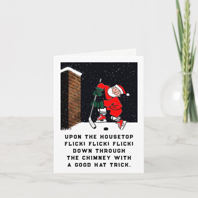 Funny Hockey Christmas Holiday Card (Front)