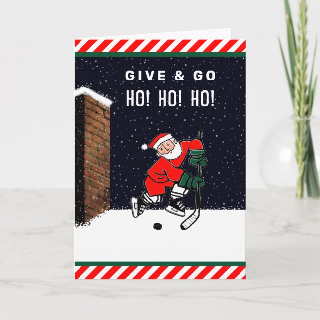 Funny Hockey Christmas Holiday Card (Front)