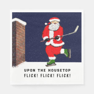 Funny Hockey Christmas Napkin
