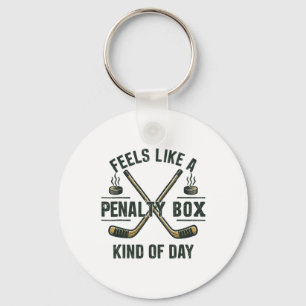 Funny Hockey Day Feels Like A Penalty Box Mood For Key Ring