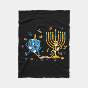 Funny Hockey Dreidel Menorah Hanukkah Kids Womens  Fleece Blanket