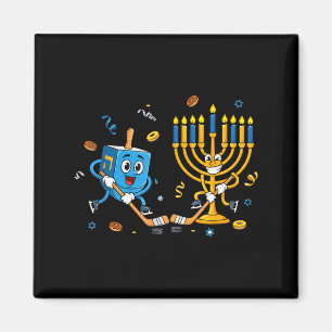 Funny Hockey Dreidel Menorah Hanukkah Kids Womens  Magnet