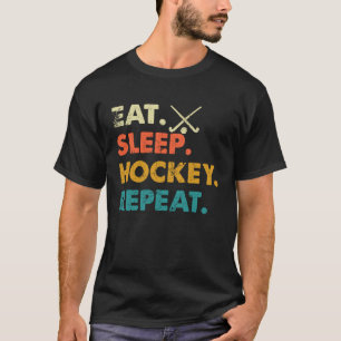 Funny Hockey Eat Sleep Hockey Repeat Vintage T-Shirt