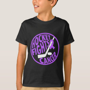 Funny Hockey Fights Cancer Purple Ribbon Gift  T-Shirt