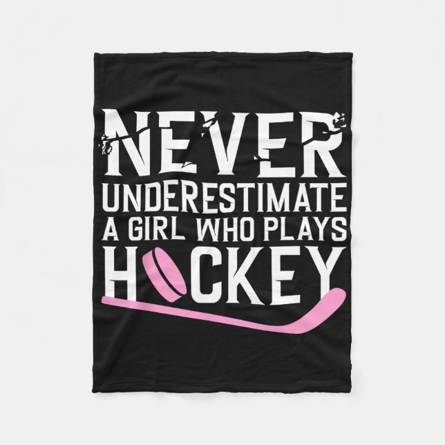 Funny Hockey For Women Girls Ice Hockey Player Hoc Fleece Blanket (Front)