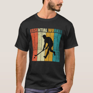 Funny Hockey Frisbee Essential Worker Retro Vintag T-Shirt