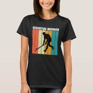 Funny Hockey Frisbee Essential Worker Retro Vintag T-Shirt