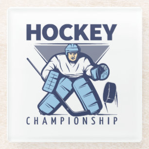 Funny hockey glass coaster