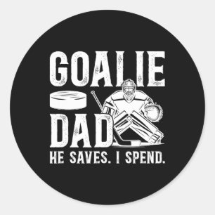 Funny Hockey Goalie Dad Of A Hockey Goalkeeper Fat Classic Round Sticker