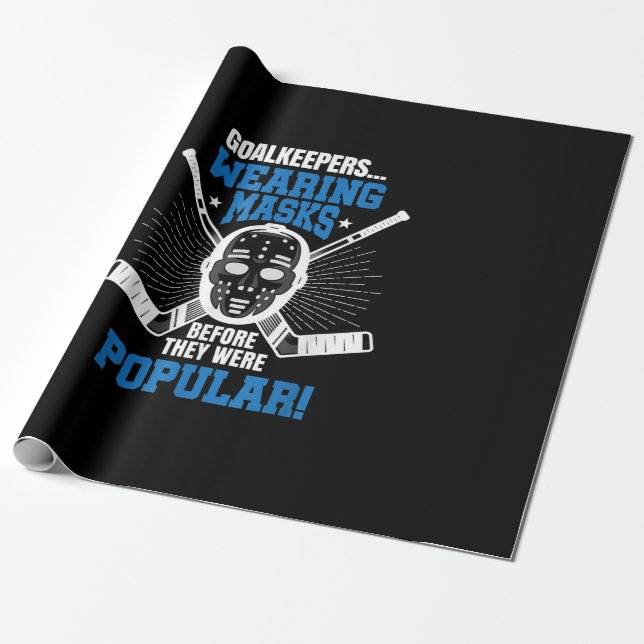 Funny Hockey Goalie Mask Pun Ice Hockey Wrapping Paper (Unrolled)